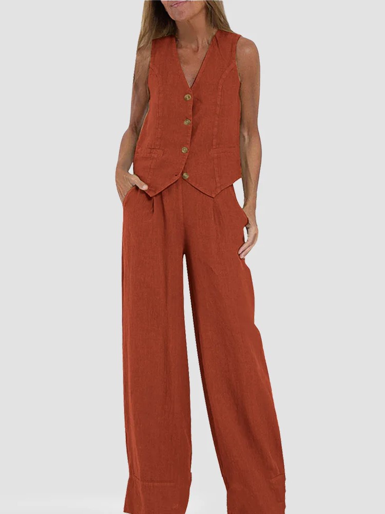 Vest & Wide-Leg Pants Two-Piece Set (Buy 2 Free Shipping)