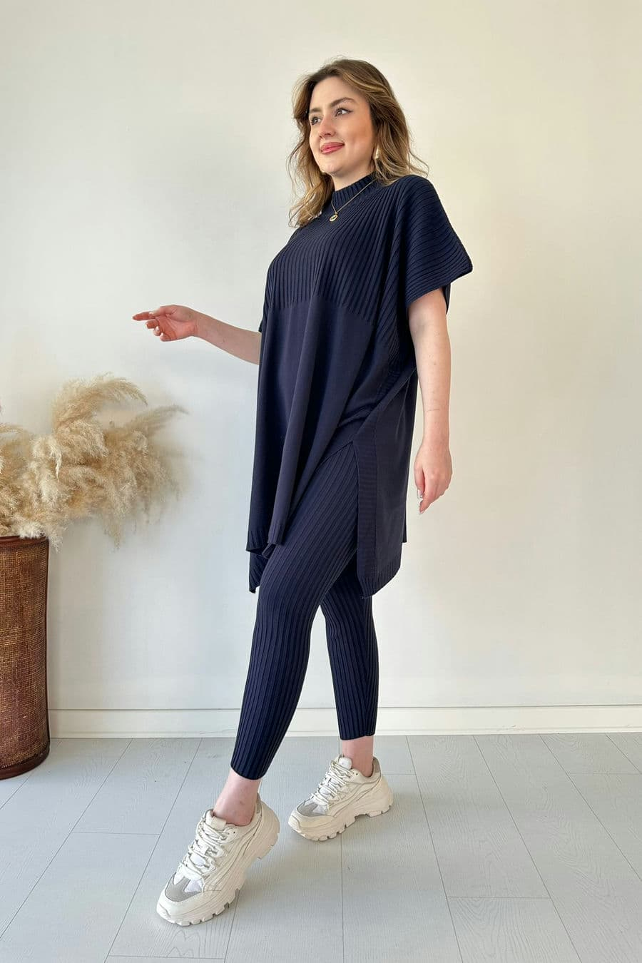 Cozy Ribbed Knit with Side Slits and Leggings Two Piece Set (Buy 2 Free Shipping)