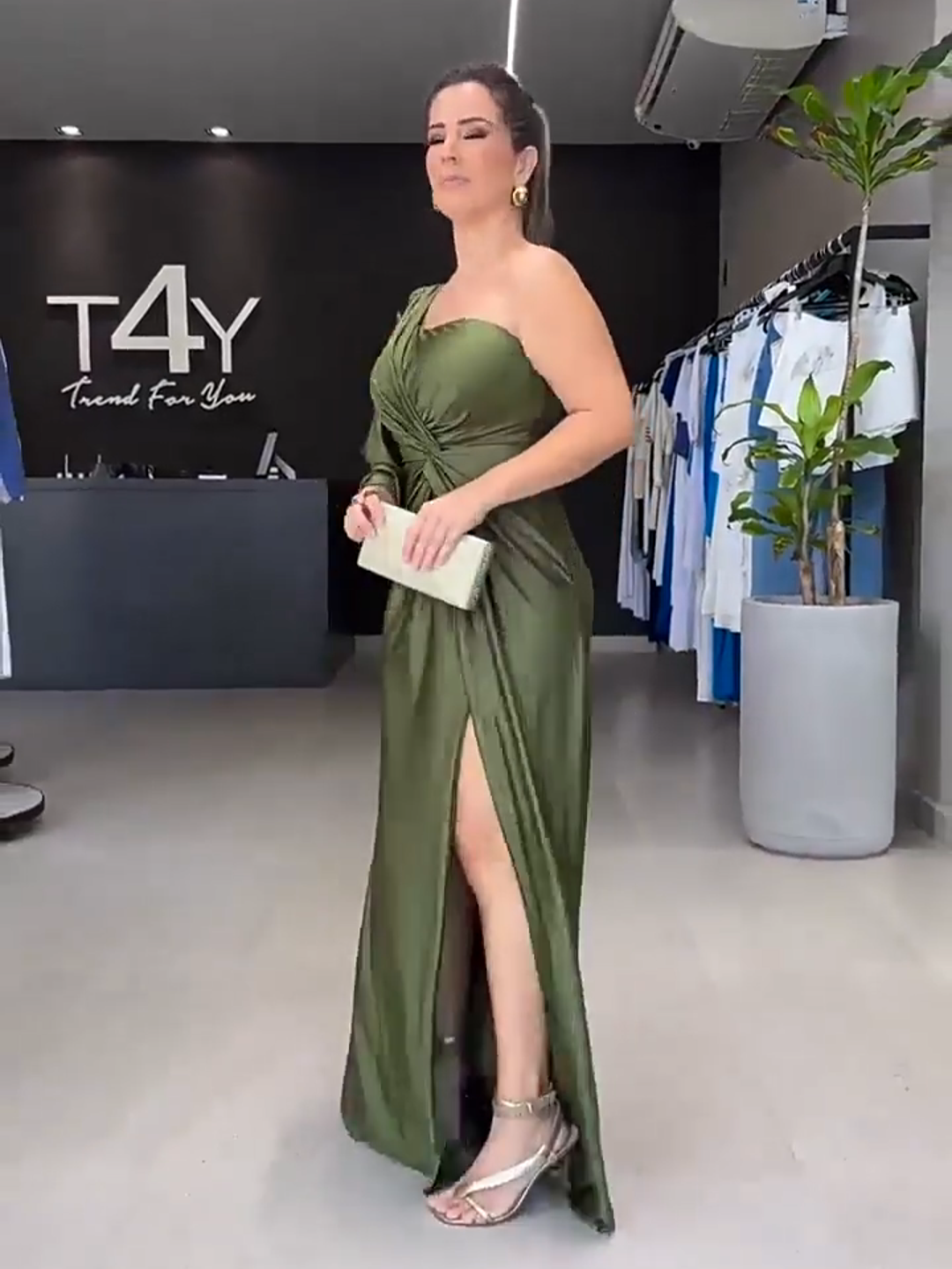 One-Shoulder Kink Vented Slim Fit Dress (Buy 2 Free Shipping)