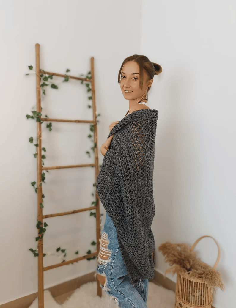 Crochet Cocoon Shrug, Boho Cardigan For Women, Cozy Cocoon Cardi