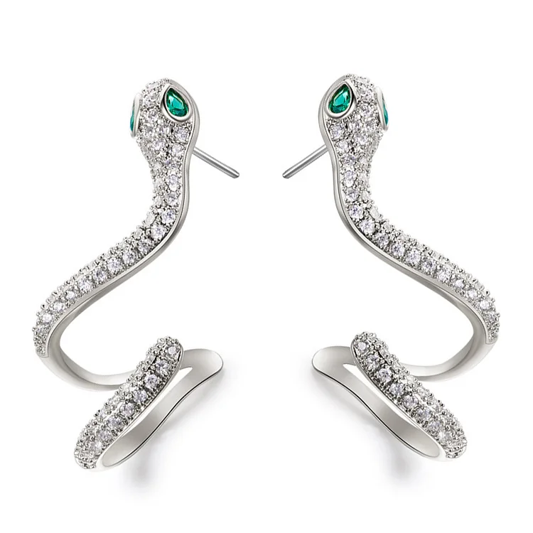 Snake Earring - White Rhodium