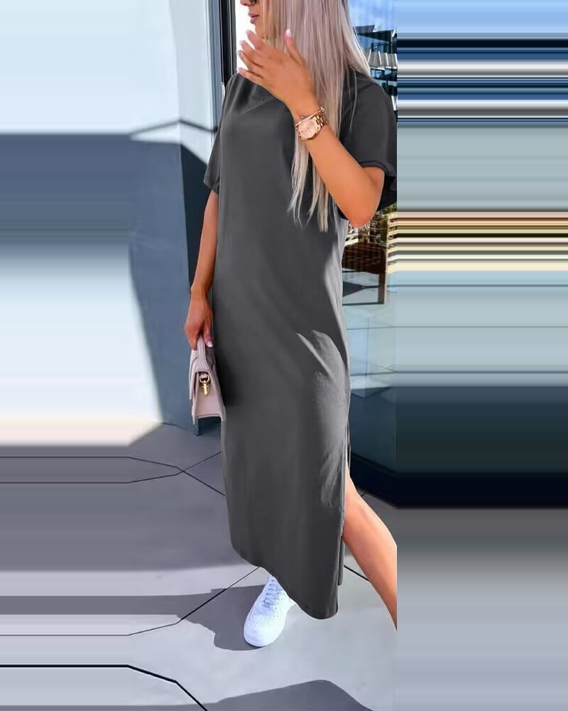 Relaxed Split T-Shirt Dress (Buy 2 Free Shipping)