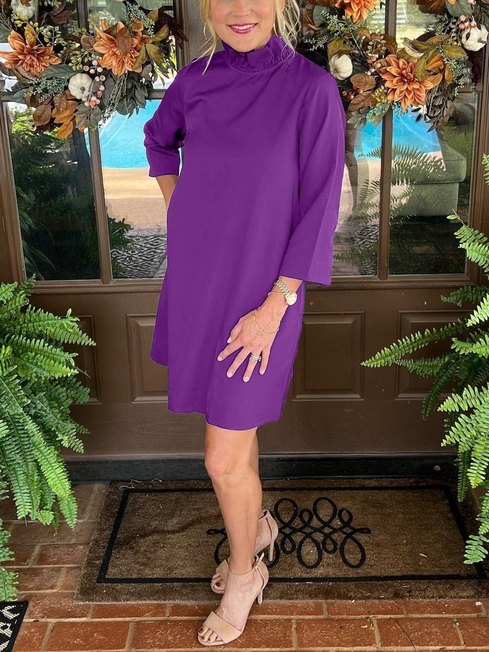 Last Day 70% OFF🔥Tied Back Bow Round Ruffled Neckline Dress with Pockets (Buy 2 Free Shipping)