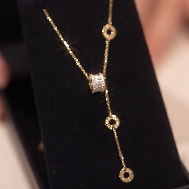 Gold Plated Zircon Charm Pendant Necklace