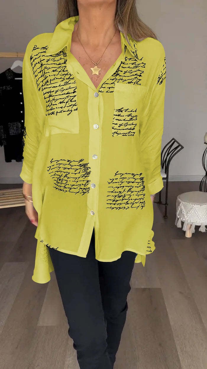 2024 Hot Sale❤️Letter Print Fashion Lapel Shirt(Buy 2 Free Shipping)