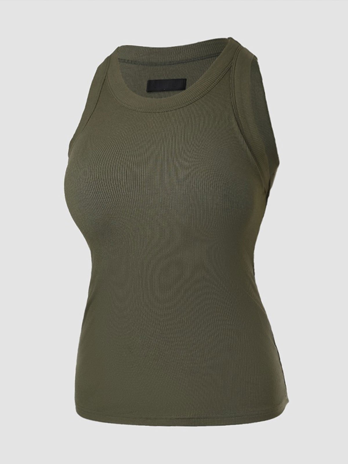 Last Day Promotion🔥Round Neck Built-in Bra Ribbed Tank Top(Buy 2 Free Shipping)