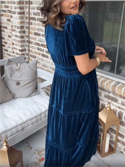Black Friday Sale 49% OFF🔥 Women‘s Velvet Tiered Maxi Dress (Buy 2 Free Shipping)