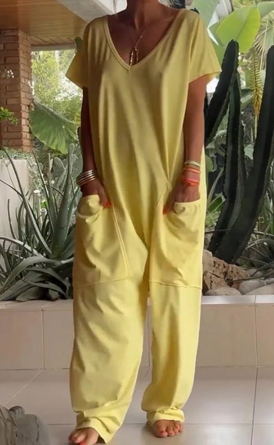 Last Day 49% OFF🔥V-neck Harem Jumpsuit with Pockets(Buy 2 Free Shipping)