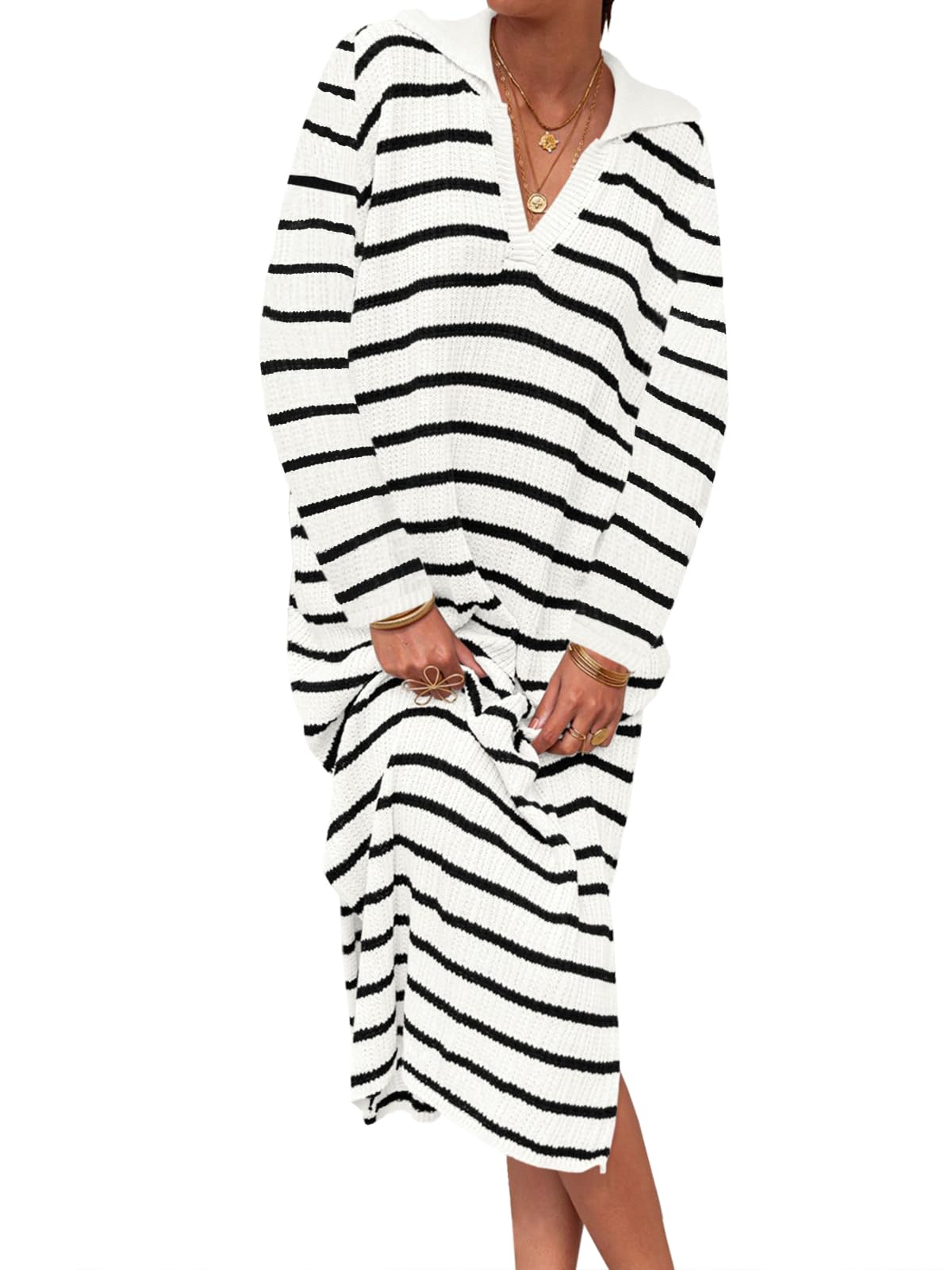 Striped Knit Sweater Dress(Buy 2 Free Shipping)