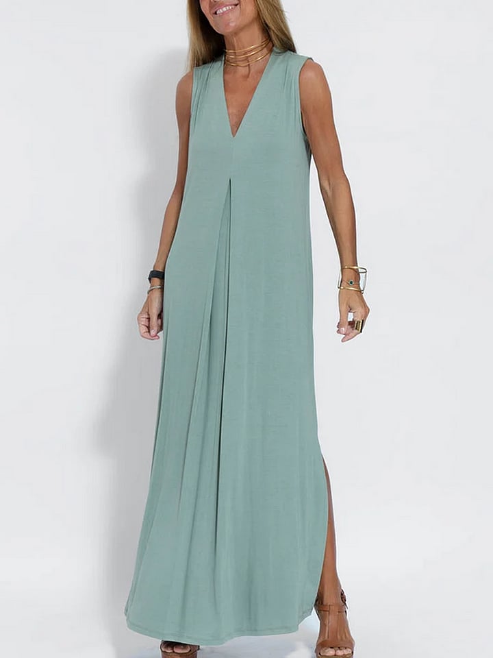 Last Day Promotion🔥Elegant Solid Color Sleeveless Maxi Dress(BUY 2 FREE SHIPPING)