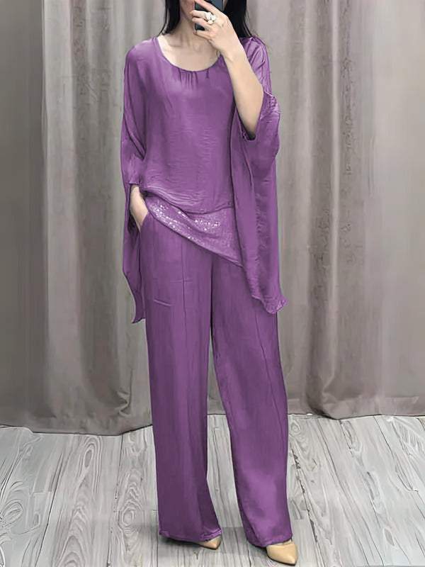 Casual Crew Neck Sequin Two-piece Suit (Buy 2 Free Shipping)
