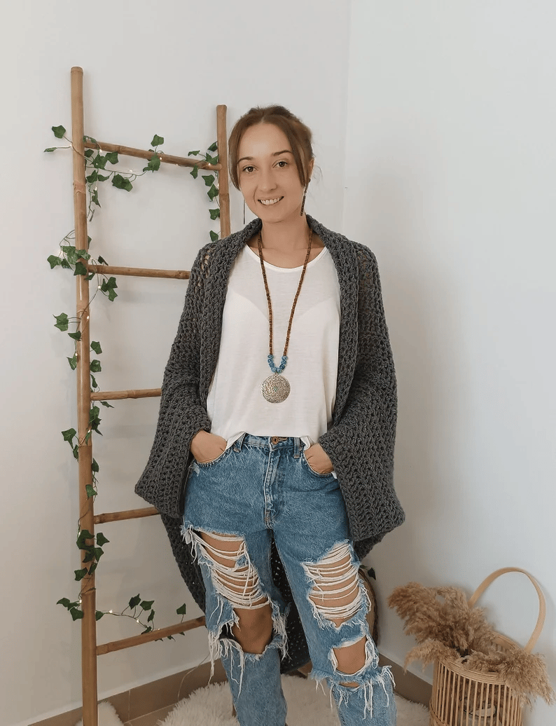 Crochet Cocoon Shrug, Boho Cardigan For Women, Cozy Cocoon Cardi