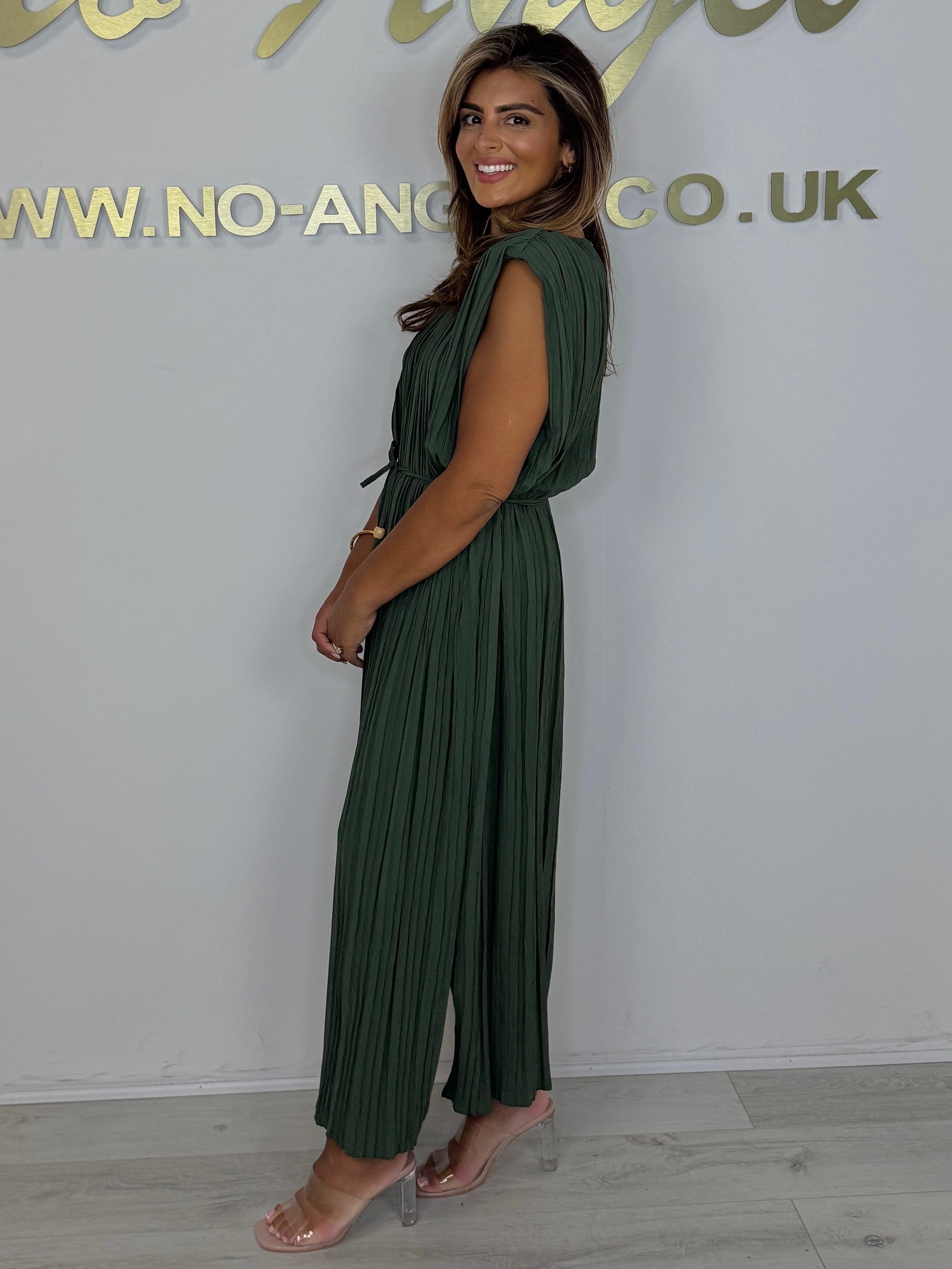 Pleated Tie Waist Midi Dress (Buy 2 Free Shipping)