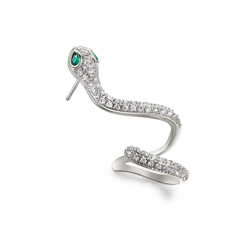 Snake Earring - White Rhodium