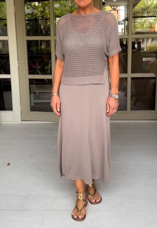 Elegant Knit Mesh Overlay & Dress Two-Piece Set (Buy 2 Free Shipping)