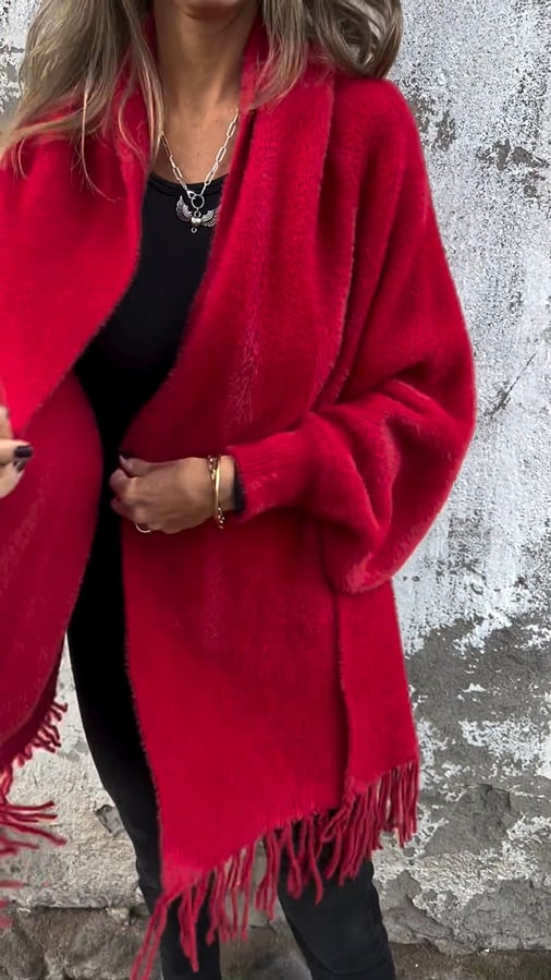 Long Sleeve Casual Tassel Shawl Coat(Buy 2 Free Shipping)