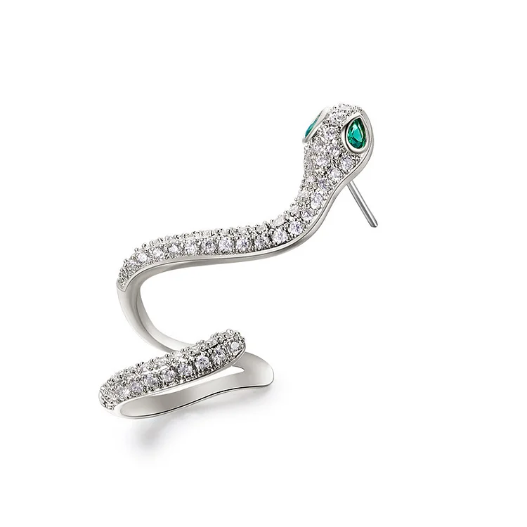 Snake Earring - White Rhodium