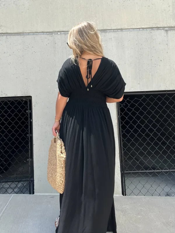 Slit V-Neck Effortless Maxi Long Dress (Buy 2 Free Shipping)