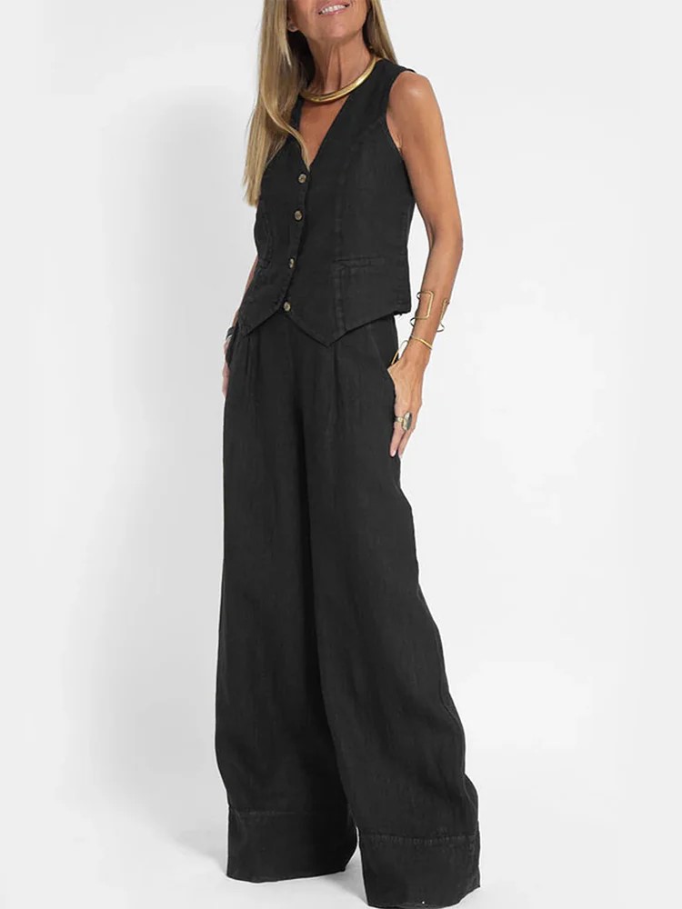 Vest & Wide-Leg Pants Two-Piece Set (Buy 2 Free Shipping)
