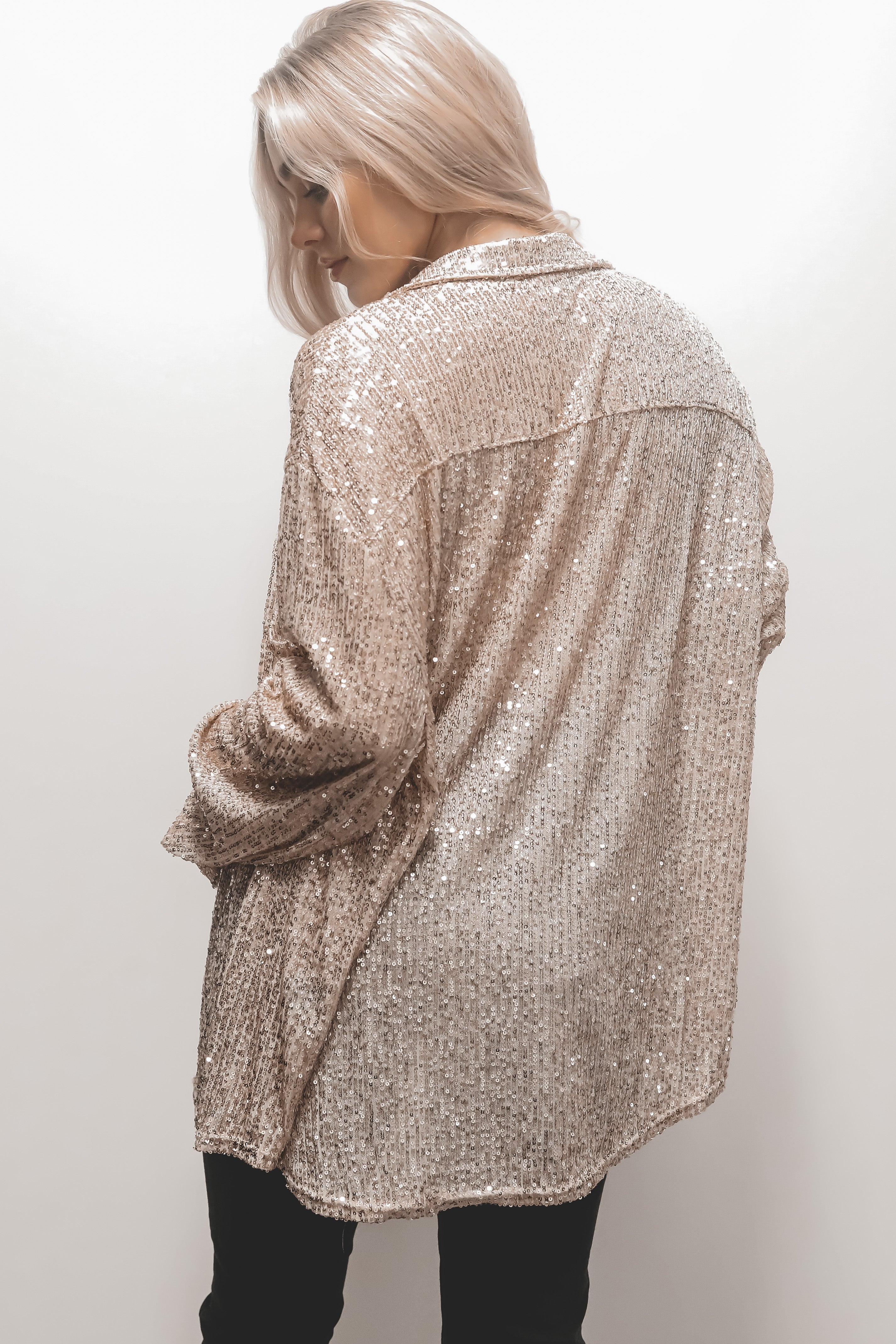 Sequin Shirt  Oversized Turndown Collar Fashion Shirt (Buy 2 Free Shipping)