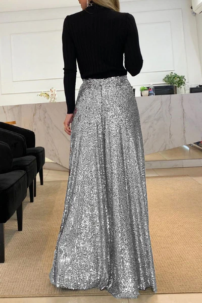 High Waist Sequin Wide Leg Pants (Buy 2 Free Shipping)