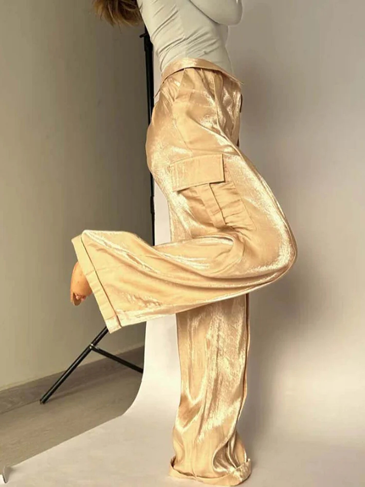 Golden Years Glitter Fabric Wide Leg Pants (Buy 2 Free Shipping)