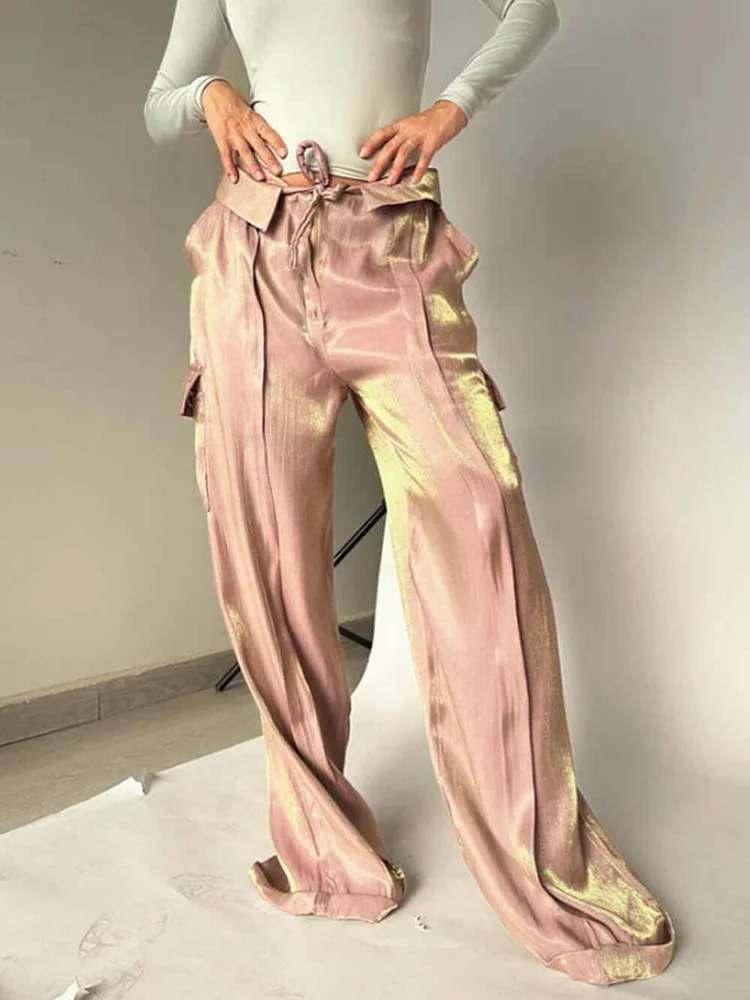 Golden Years Glitter Fabric Wide Leg Pants (Buy 2 Free Shipping)