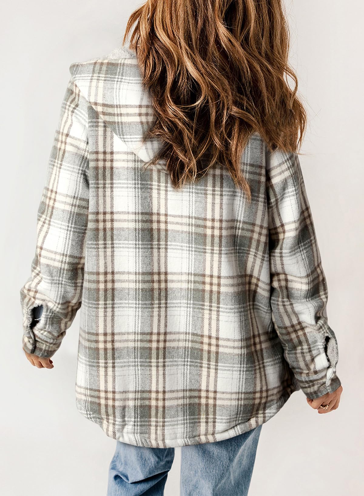 Fall Thickened Flannel Long Sleeve Plaid Jacket Coat with Hood (Buy 2 Free Shipping)