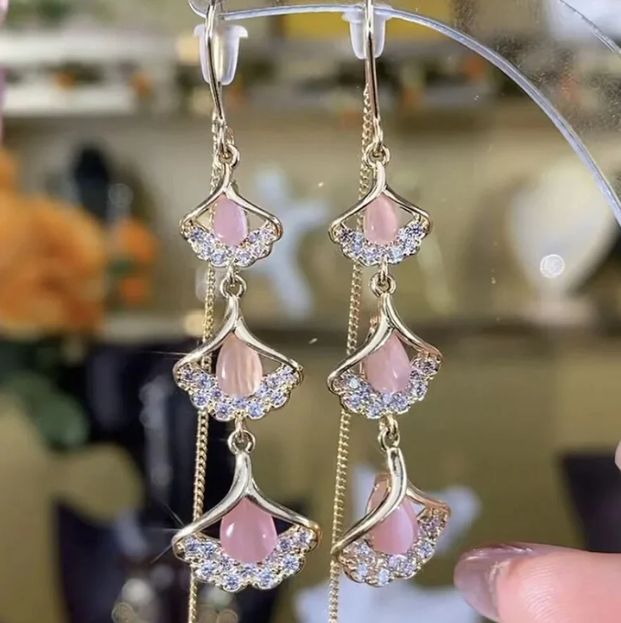 Sterling Silver Ginkgo Leafs Threader Earrings