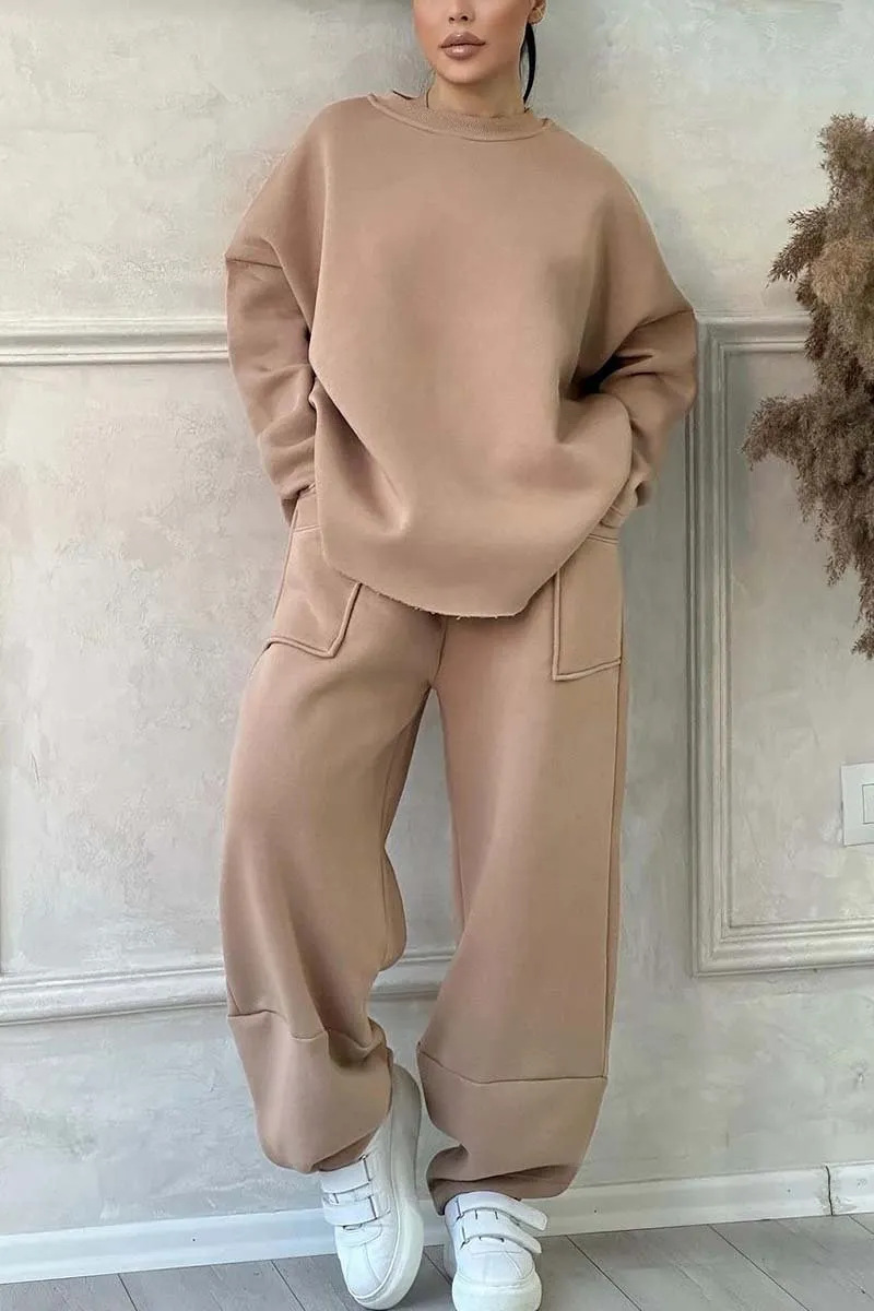Relaxed Fit Sweatshirt and Pants Two Piece Set (Buy 2 Free Shipping)