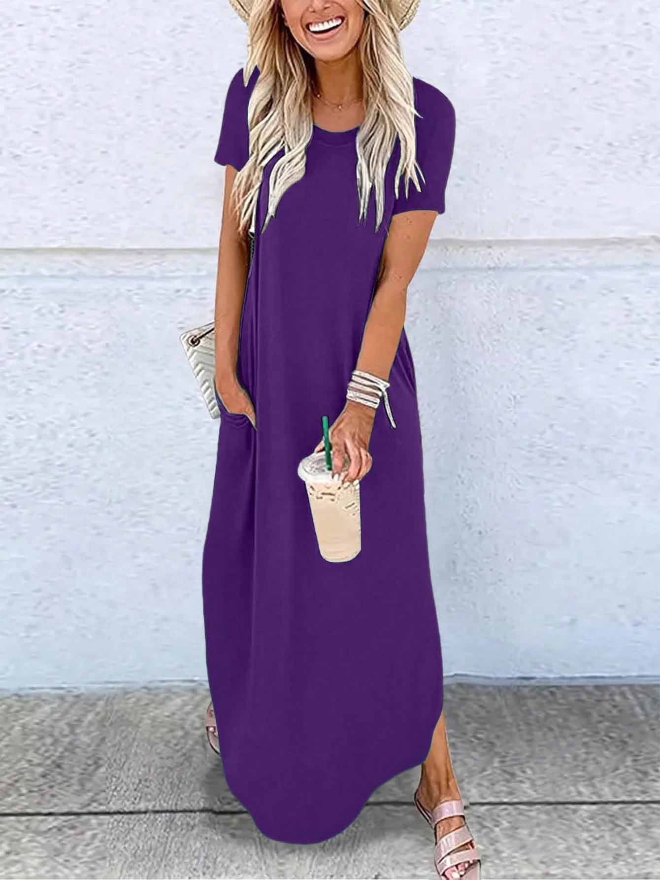 [PL] Women's Short-Sleeve Pocket Maxi Dress