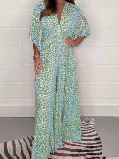 Leopard V-Neck Ruffle Wide-Leg Jumpsuit