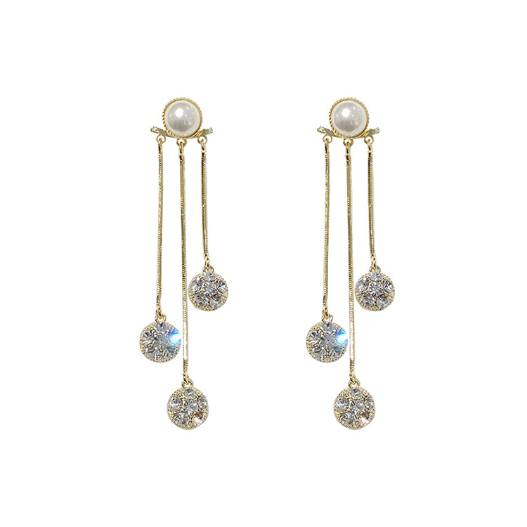 Temperament Pearl Tassel Long Earrings