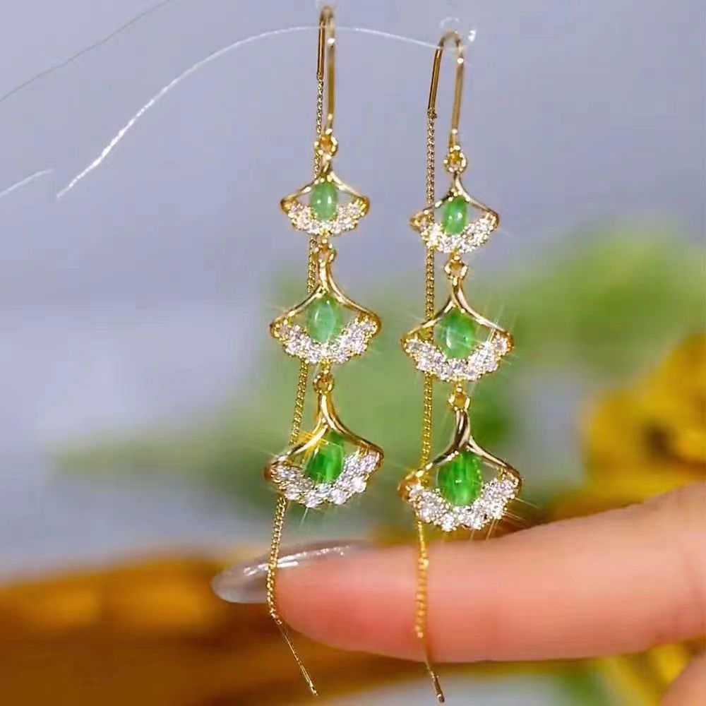 Sterling Silver Ginkgo Leafs Threader Earrings