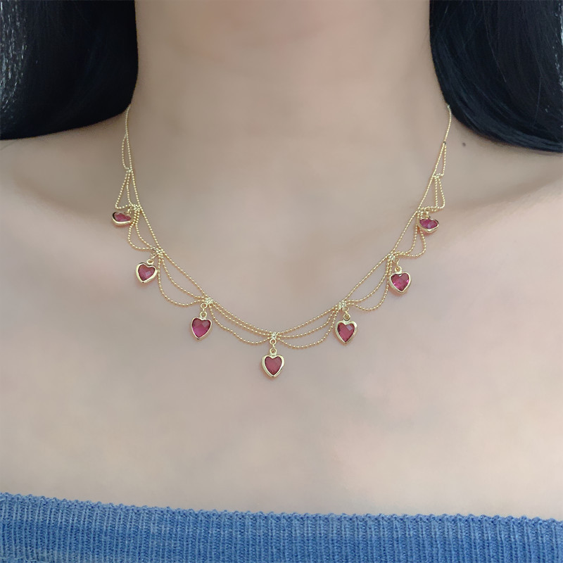 Green Heart Zirconia Pendant Gold Fashion Necklace