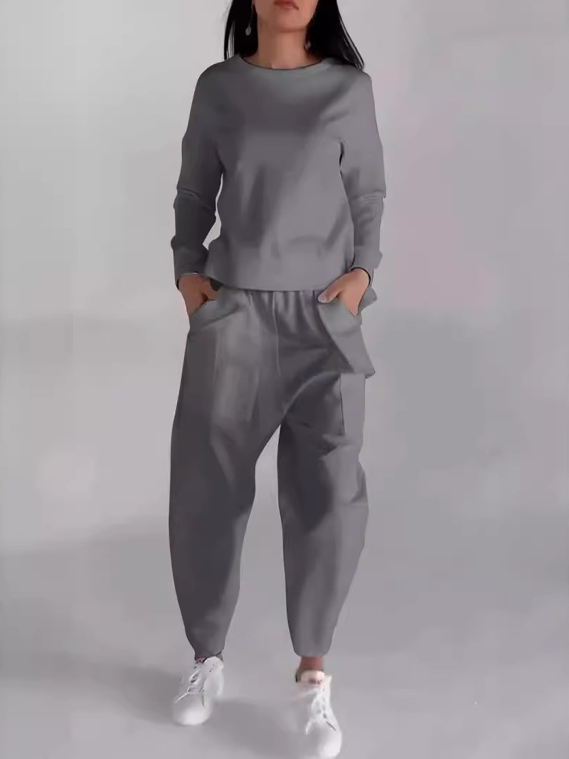 Minimalist Lace-Up Back Top and Pocket Pants Set (Buy 2 Free Shipping)