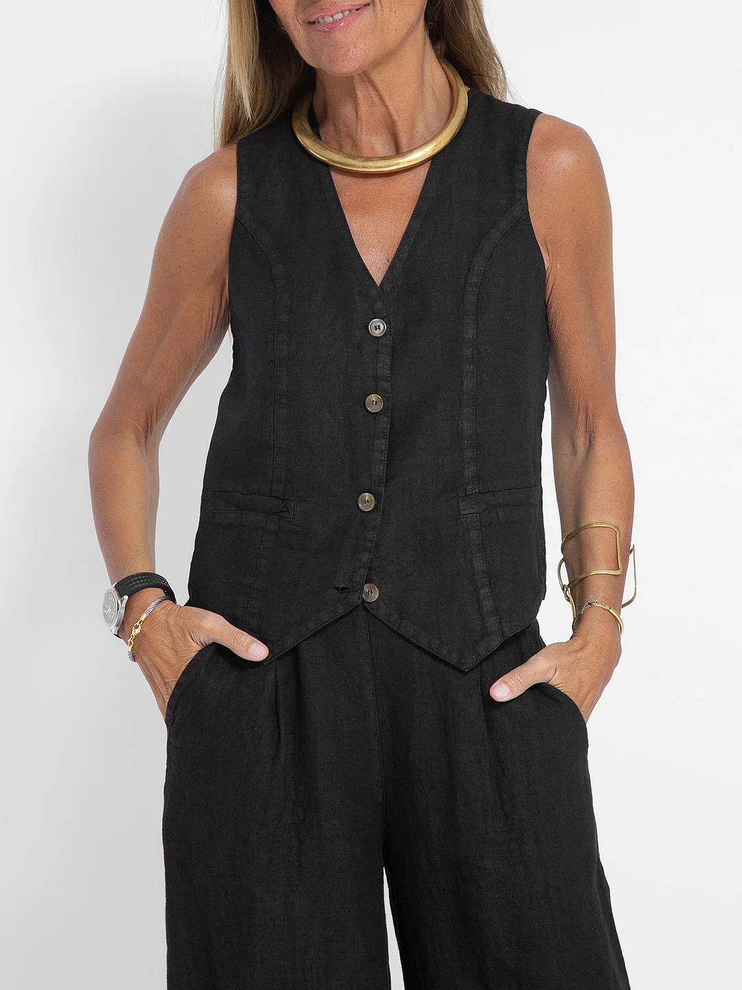 Vest & Wide-Leg Pants Two-Piece Set (Buy 2 Free Shipping)
