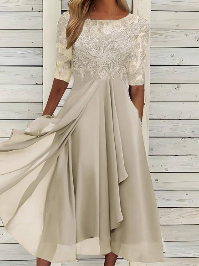 Elegant Embroidered Lace Midi Dress(Buy 2 Free Shipping)