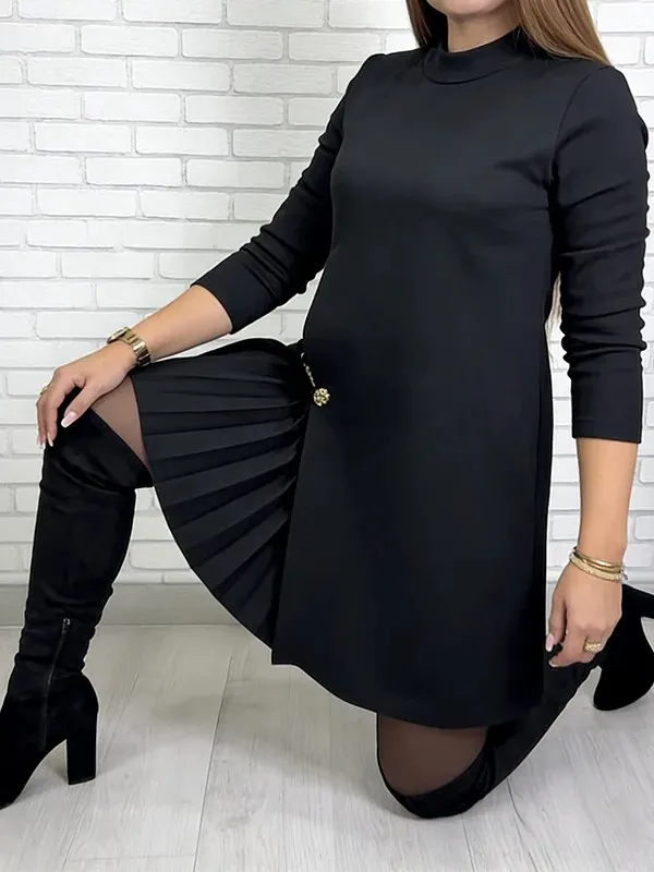Pleated Accent Asymmetric Dress (Buy 2 Free Shipping)