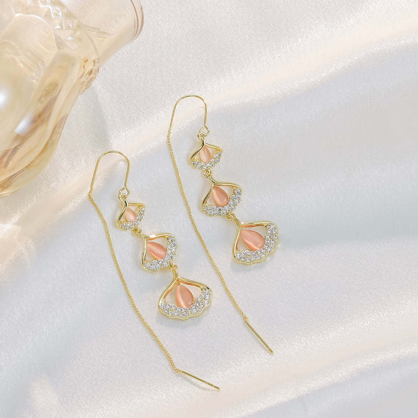 Sterling Silver Ginkgo Leafs Threader Earrings