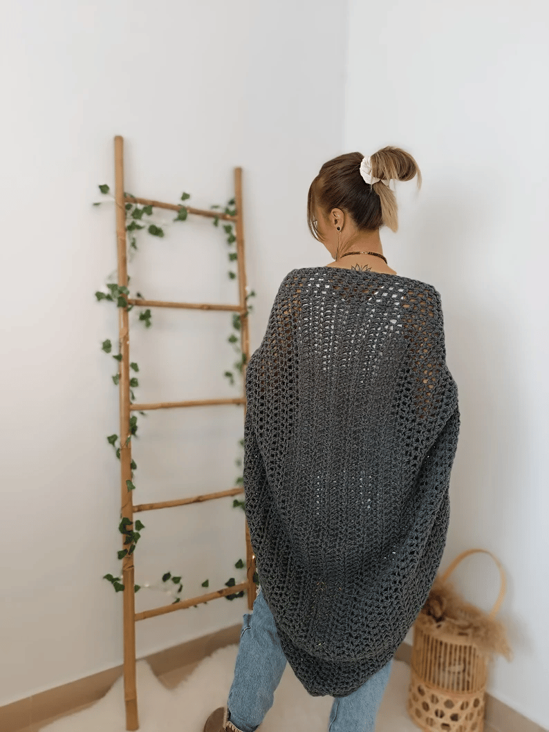 Crochet Cocoon Shrug, Boho Cardigan For Women, Cozy Cocoon Cardi