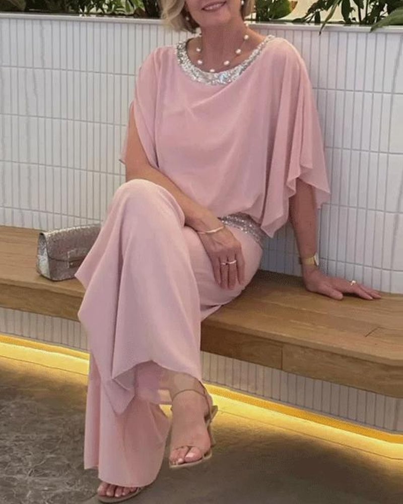 2024 Hot Sale🔥Sequined Colorblock Elegant Two-piece Suit(BUY 2 FREE SHIPPING)