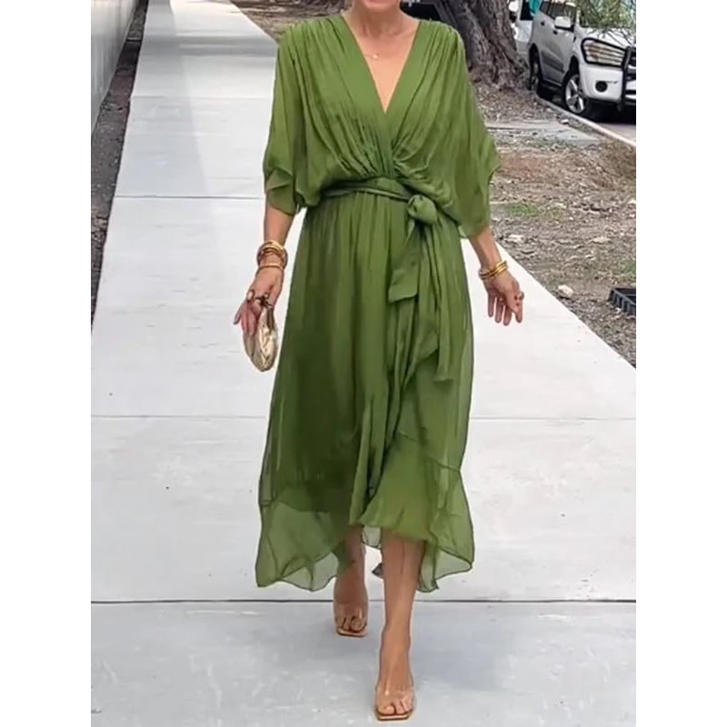 Last Day 49% OFF🔥Elegant V-neck Midi Dress(BUY 2 FREE SHIPPING)