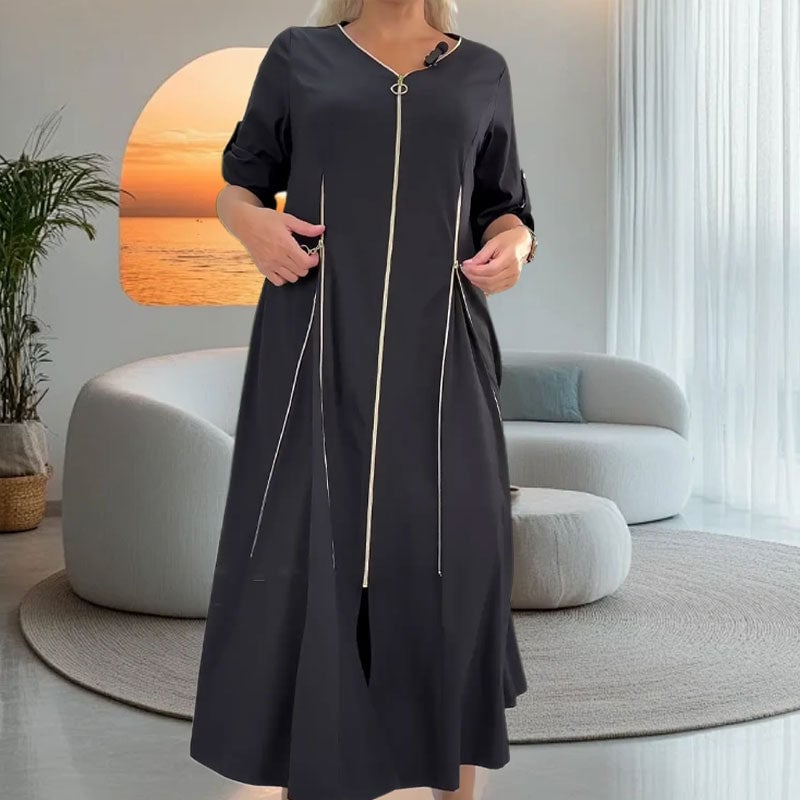 Fashion Zipper Front Long Dress (Buy 2 Free Shipping)