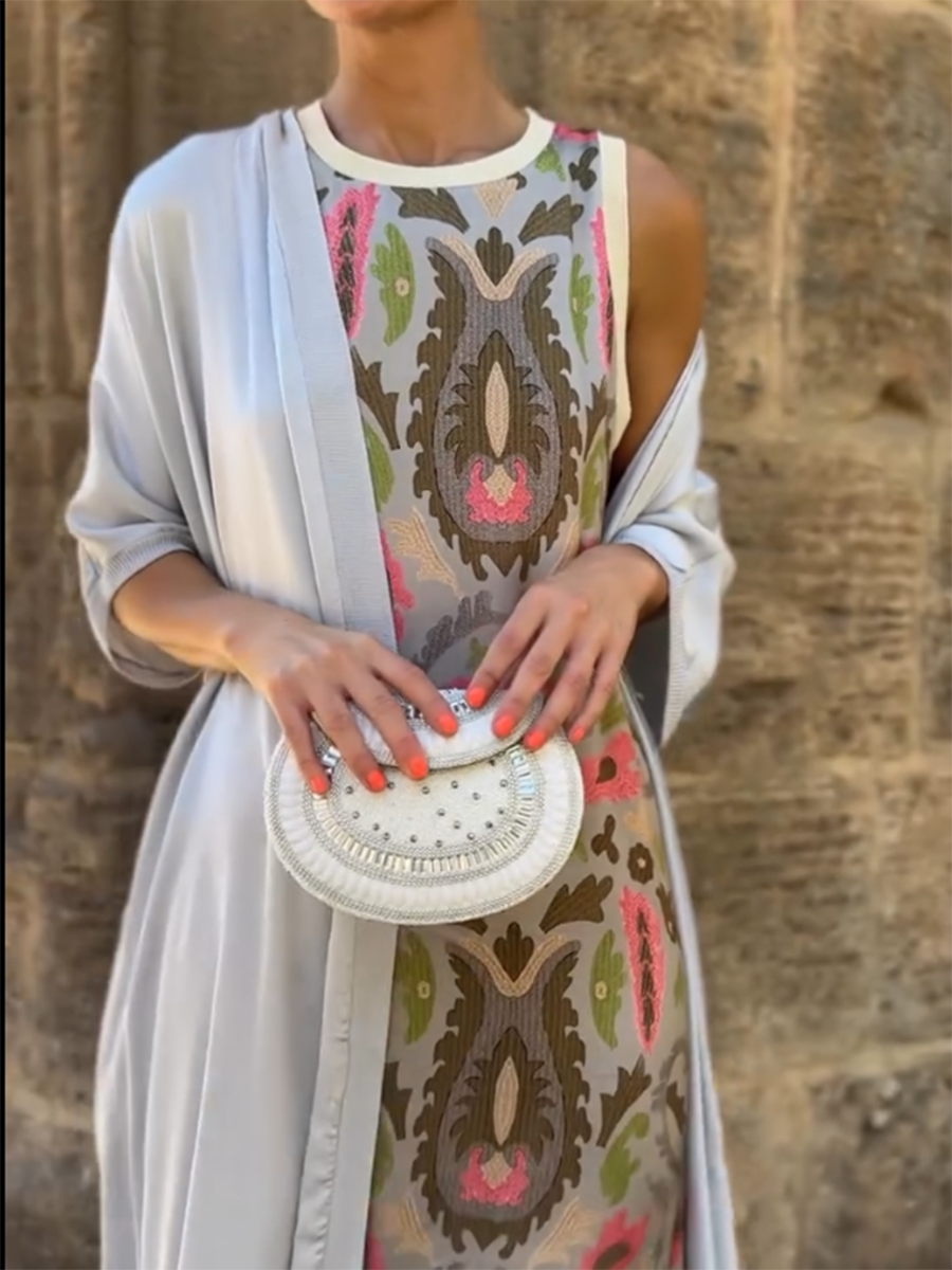 Boho Maxi Dress Set - Printed Sleeveless Dress with Light Cover-Up