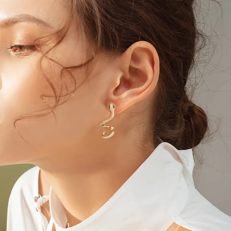 Snake Earring - White Rhodium