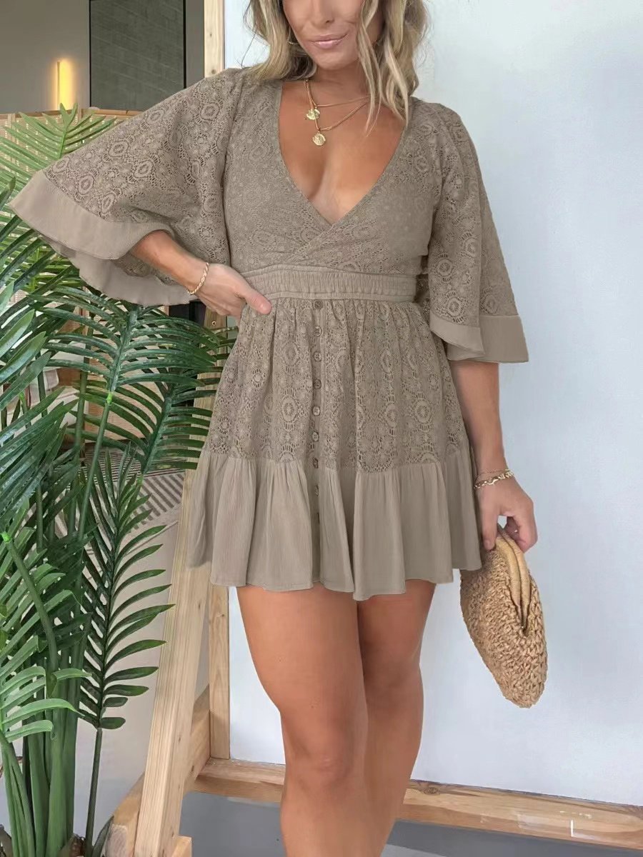 Last Day Promotion🔥Lace Crochet Romper Dress with Built-in Shorts (Buy 2 Free Shipping)