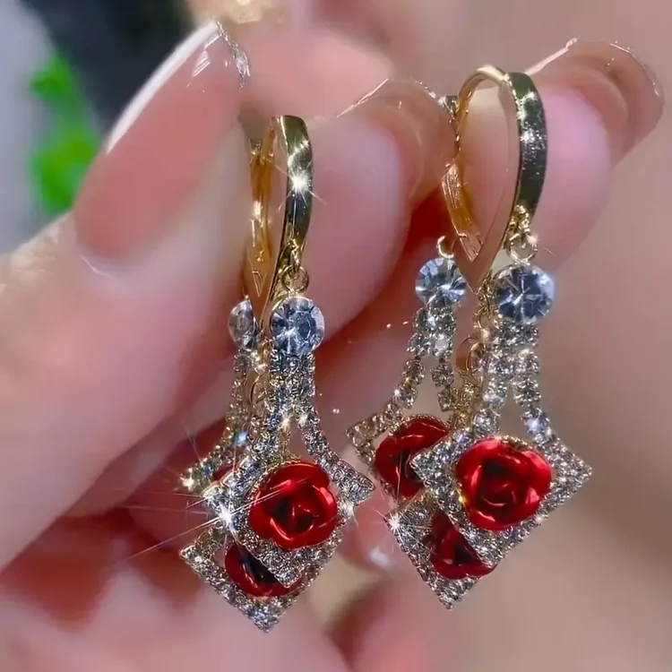 Timeless Rose Cubic Zirconia Earrings – A Dazzling Fusion of Love and Elegance