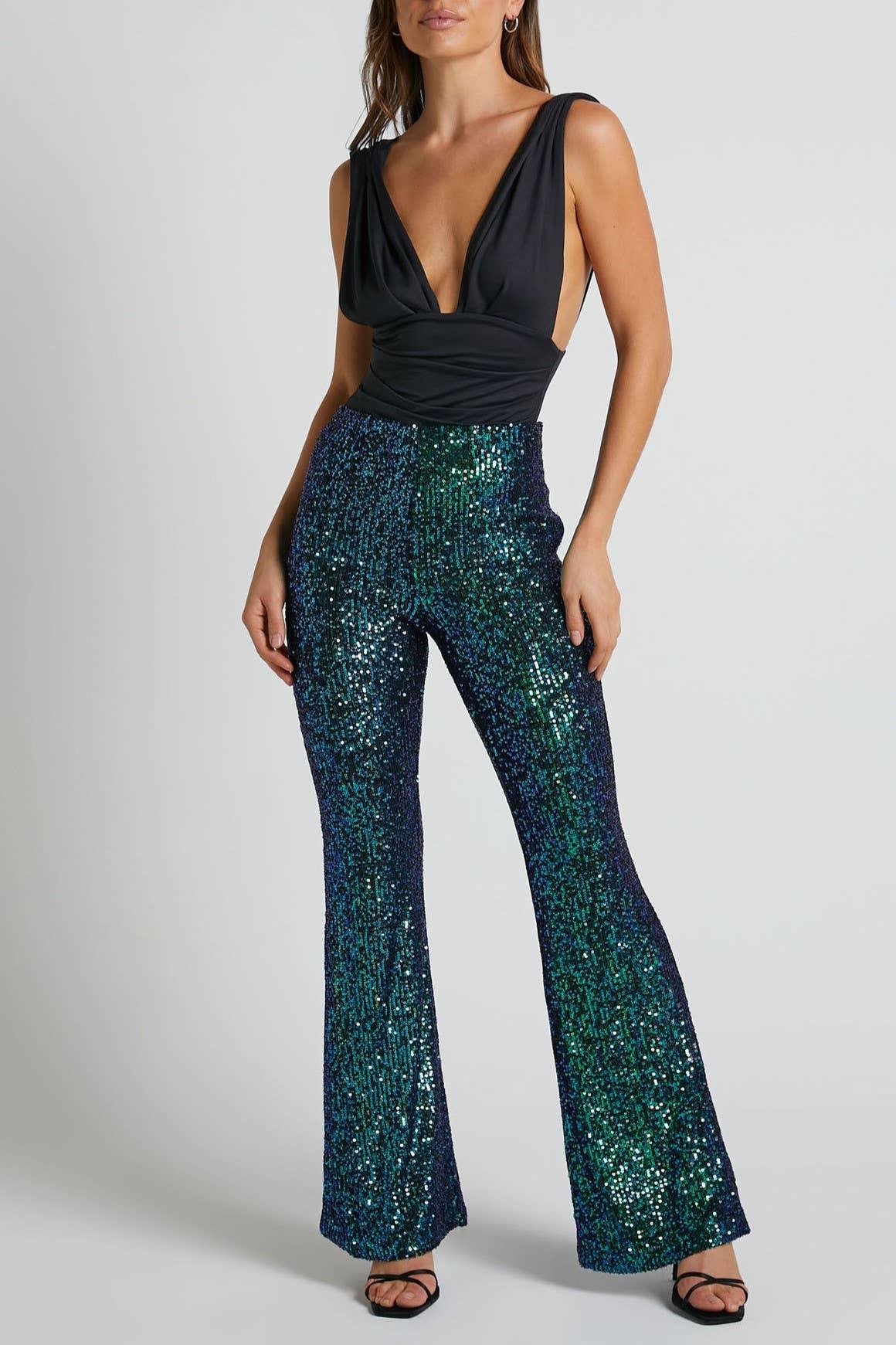 High Waist Sequin Flare Pants (Buy 2 Free Shipping)