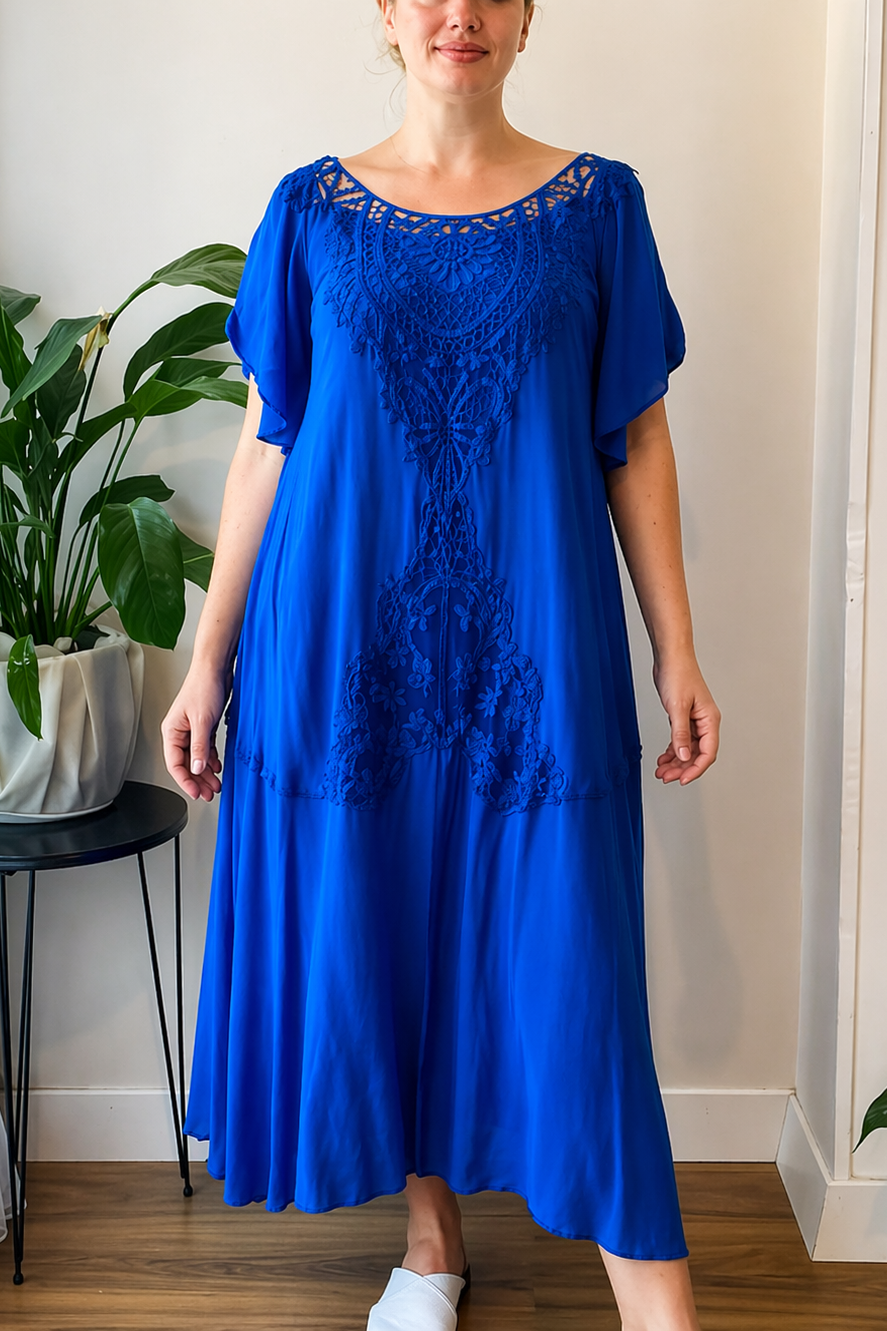 Elegant Boho Embroidered Midi Dress (Buy 2 Free Shipping)